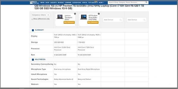 gadgets-now-lap-top-comparison-website-compare-two معرفی سایت های مقایسه آنلاین لپ تاپ