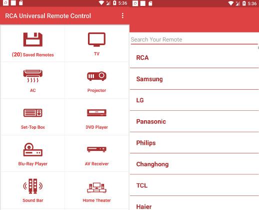 بهترین برنامه های کنترل تلویزیون Universal Remote For RCA